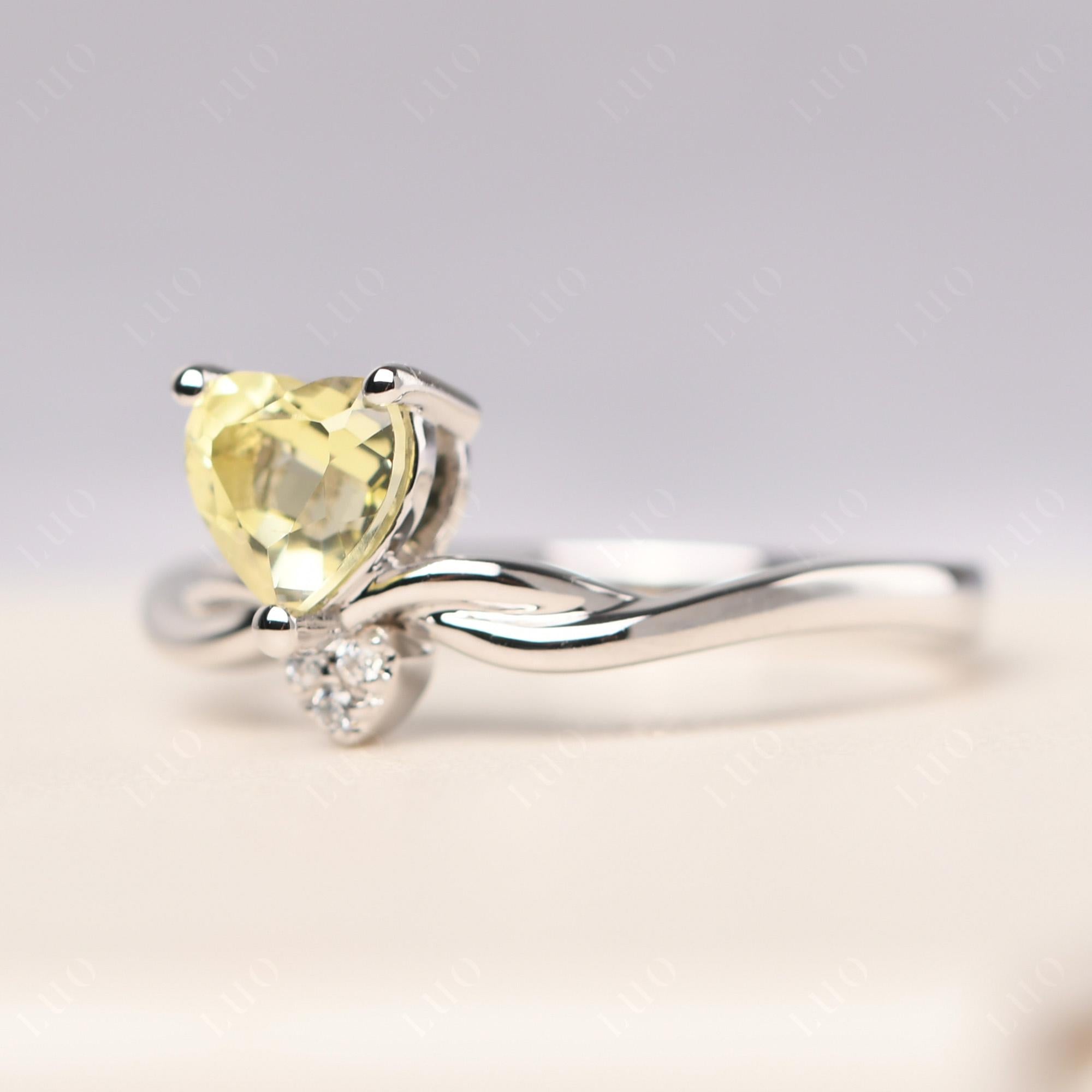 Dainty Twisted Lemon Quartz Engagement Ring - LUO Jewelry