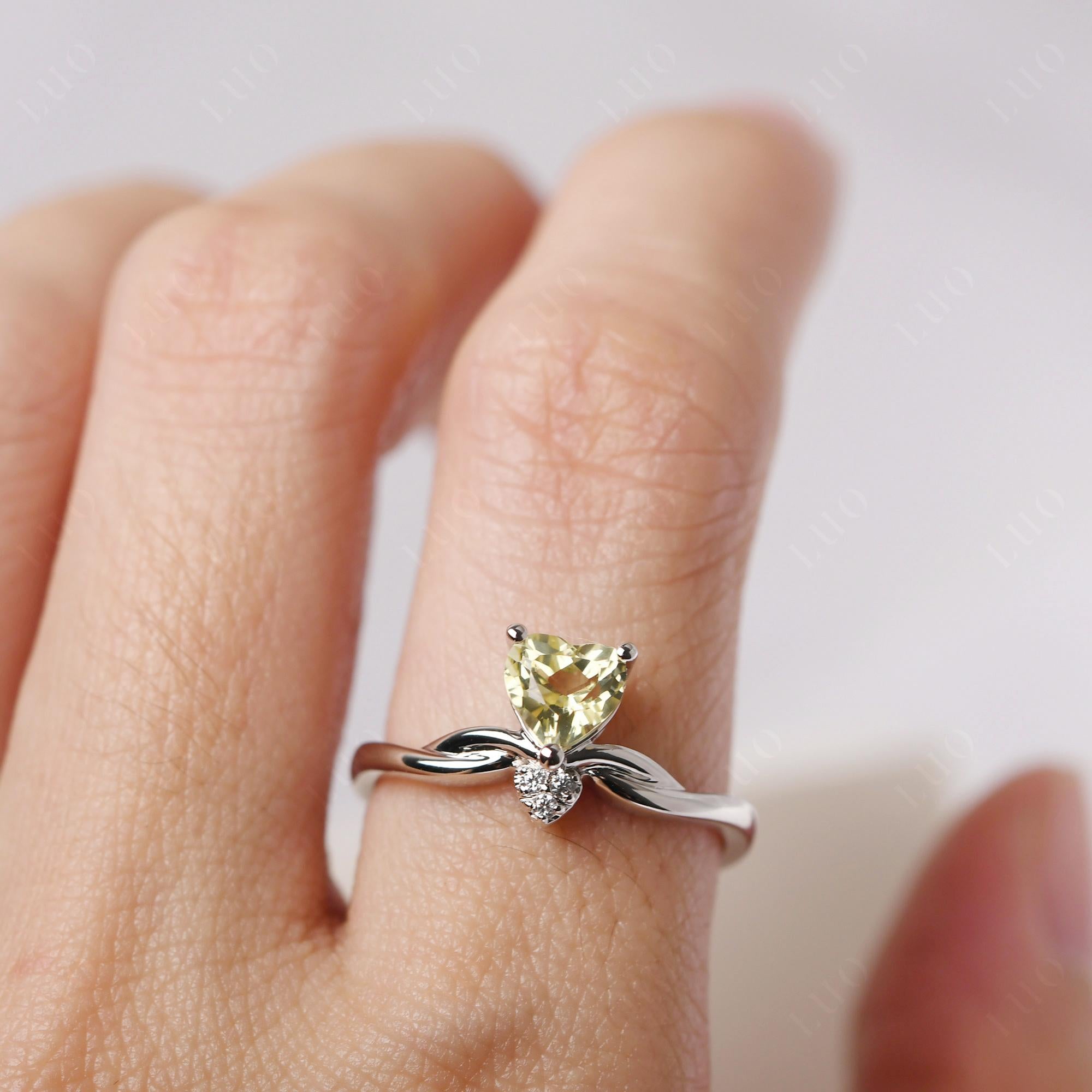 Dainty Twisted Lemon Quartz Engagement Ring - LUO Jewelry