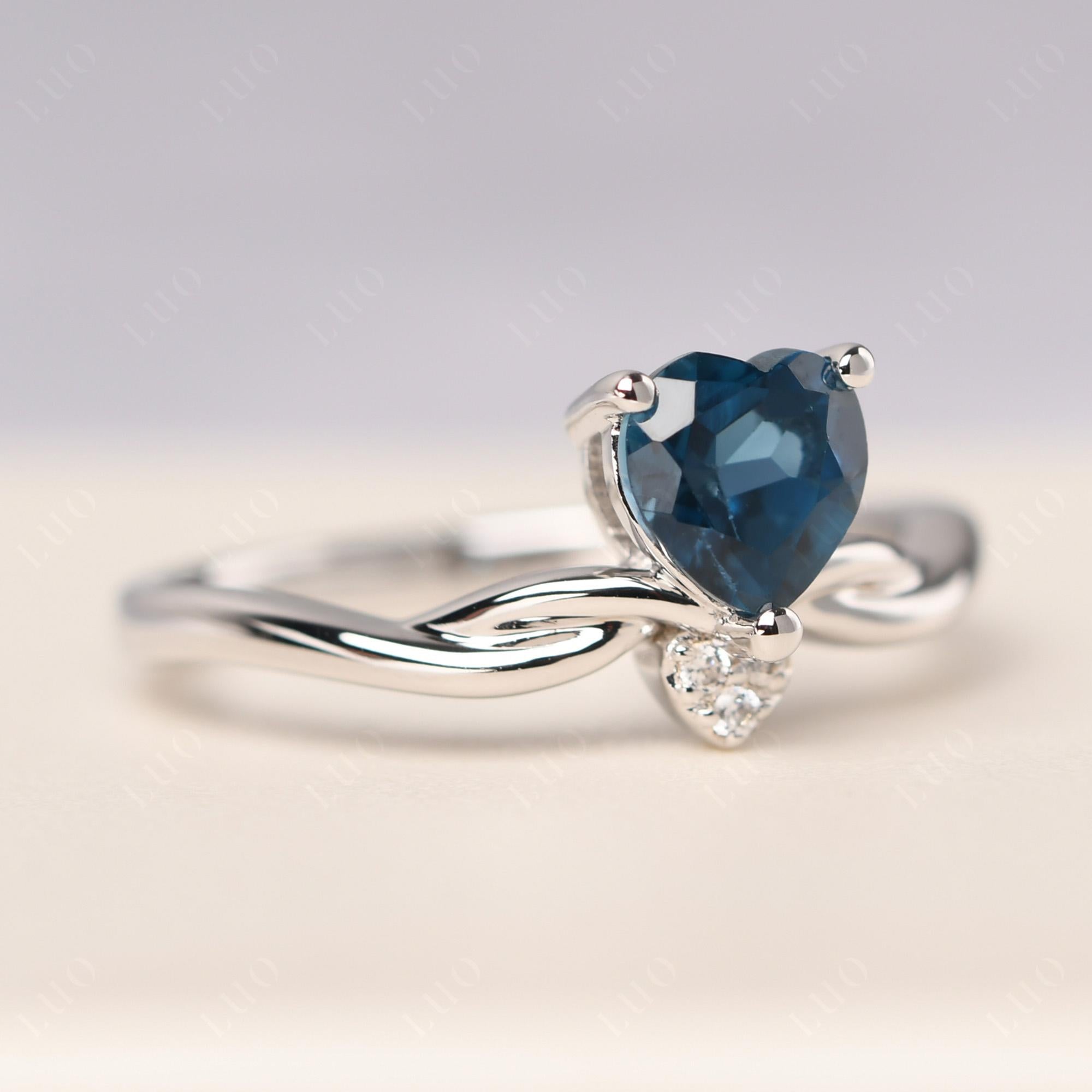 Dainty Twisted London Blue Topaz Engagement Ring - LUO Jewelry