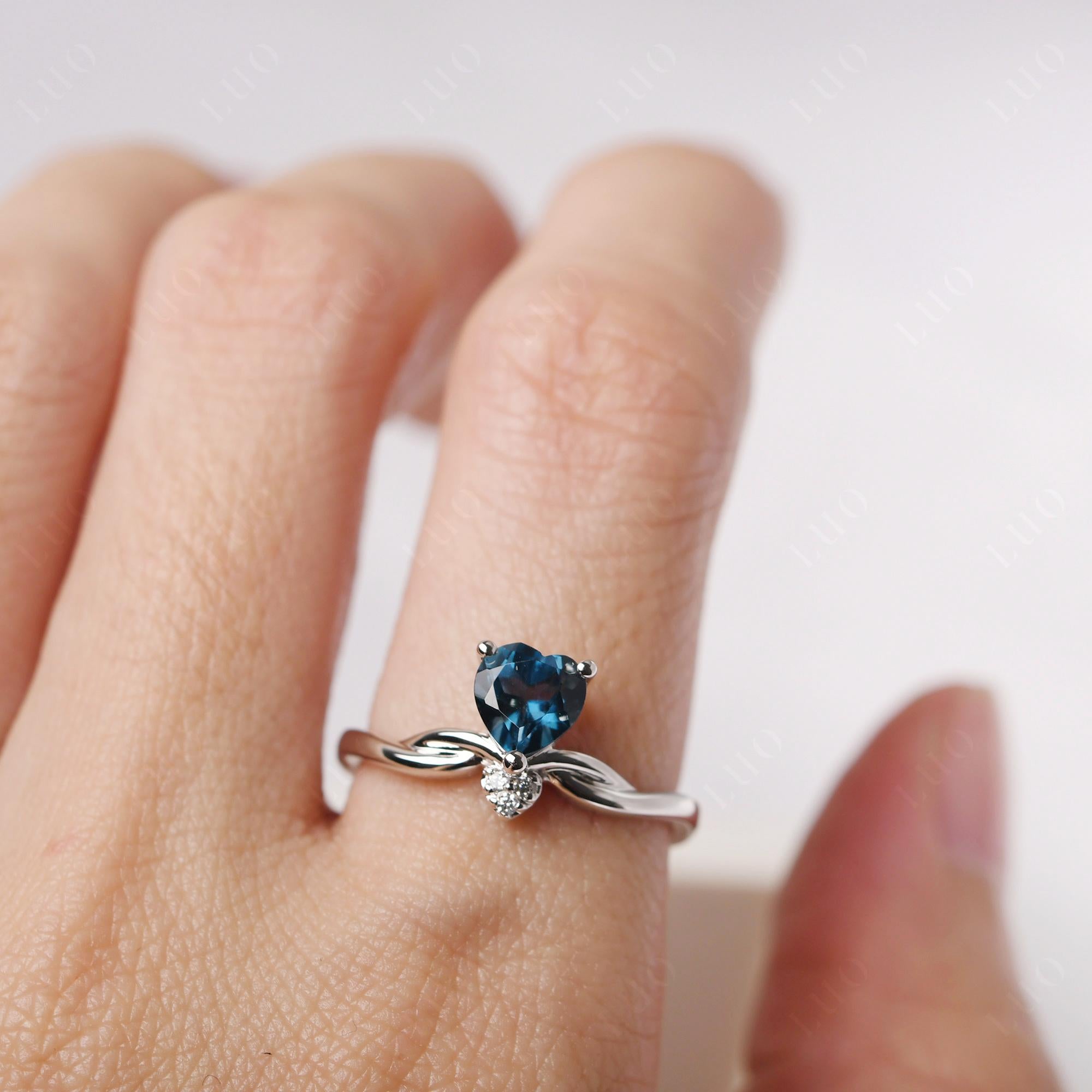 Dainty Twisted London Blue Topaz Engagement Ring - LUO Jewelry