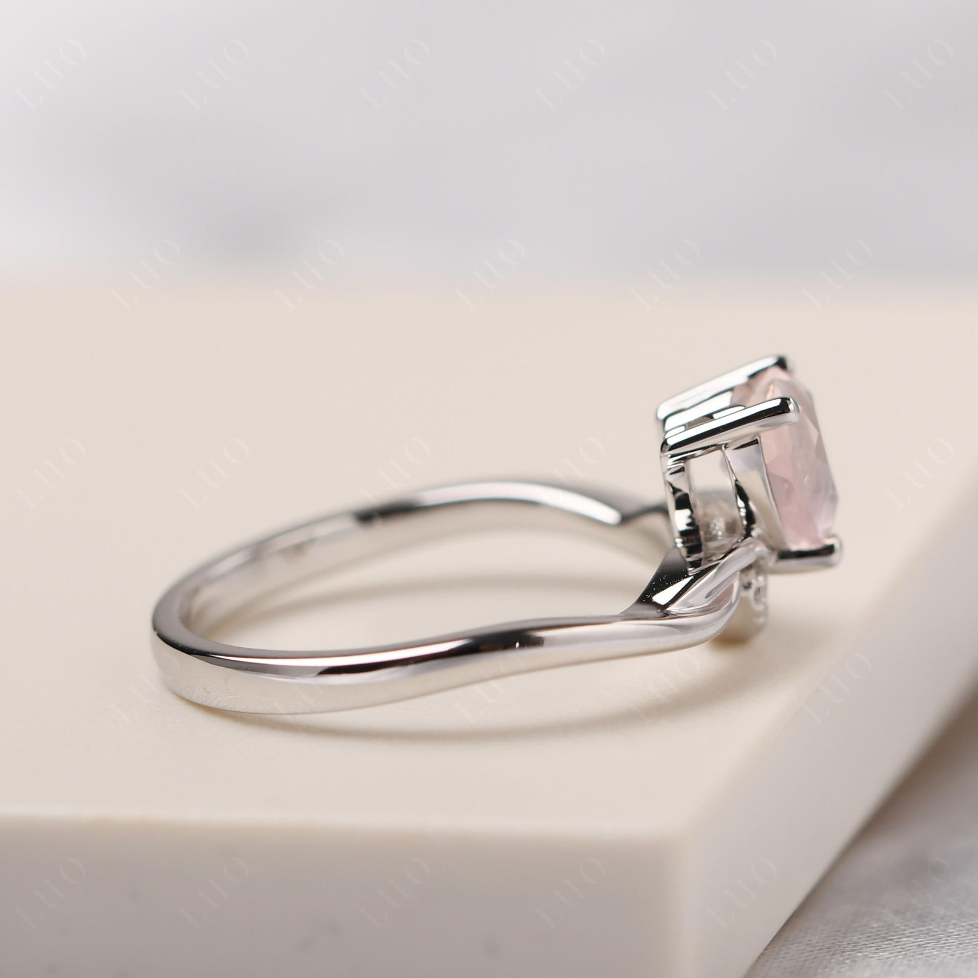 Dainty Twisted Rose Quartz Engagement Ring - LUO Jewelry