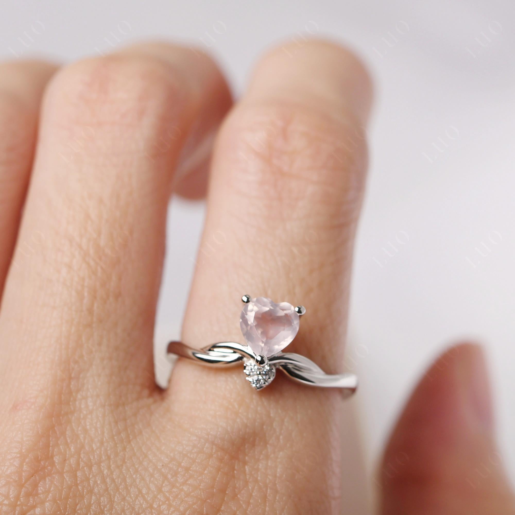 Dainty Twisted Rose Quartz Engagement Ring - LUO Jewelry