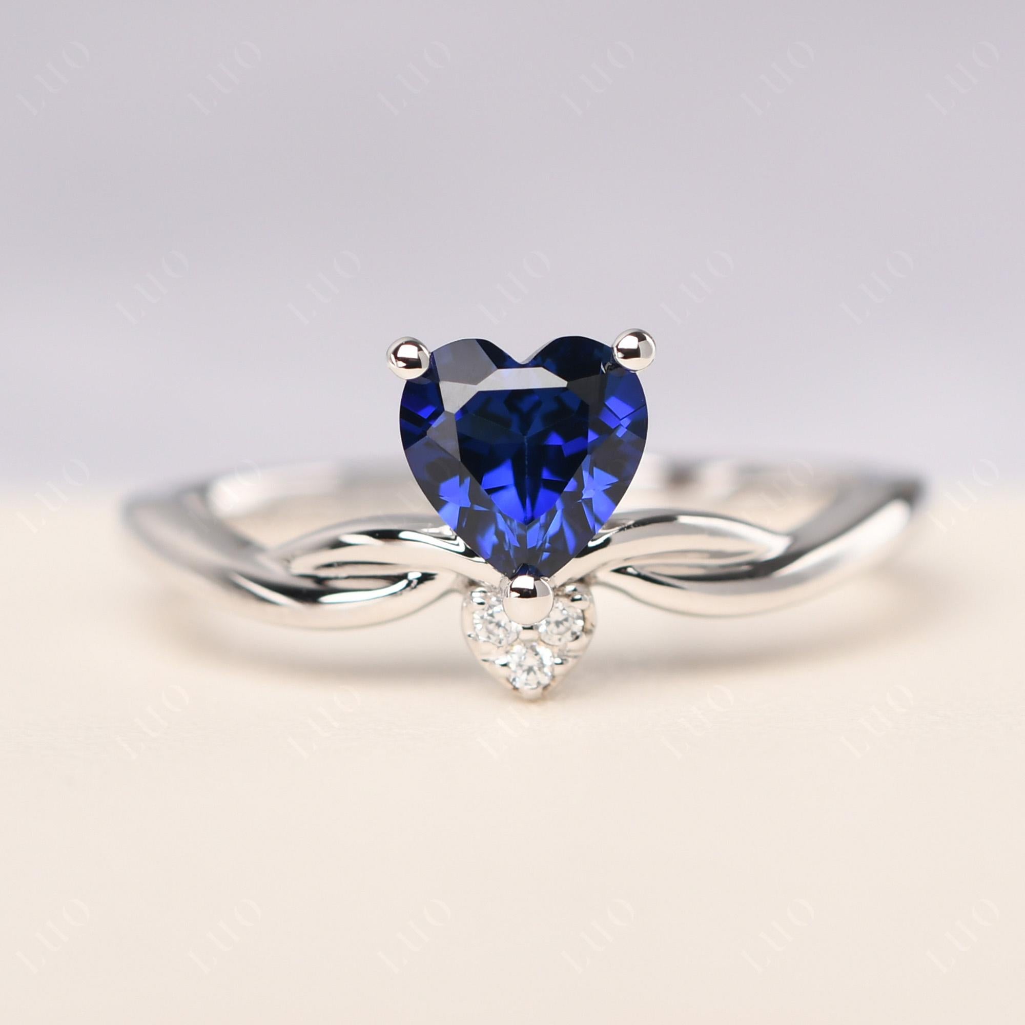 Dainty Twisted Sapphire Engagement Ring - LUO Jewelry