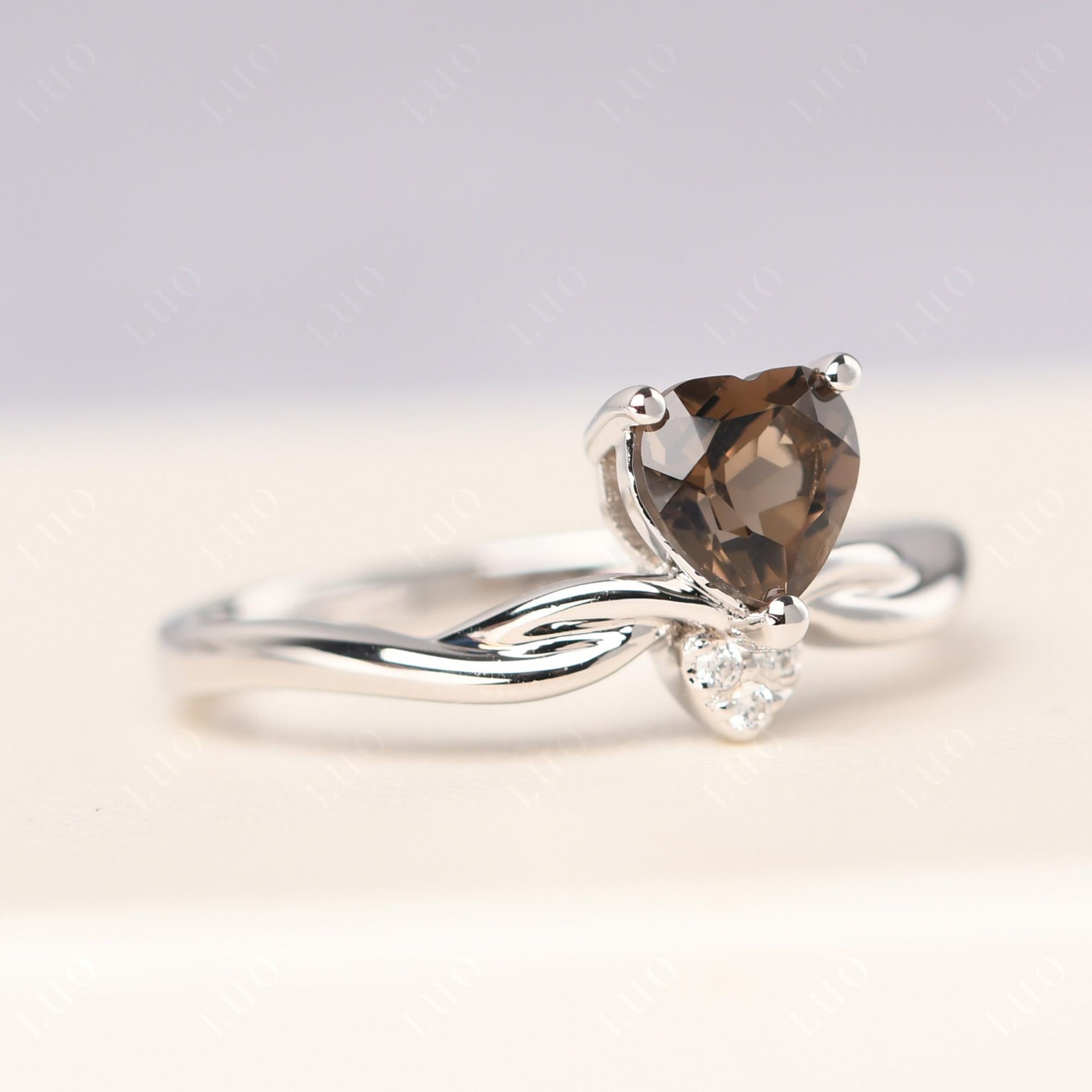 Dainty Twisted Smoky Quartz Engagement Ring - LUO Jewelry