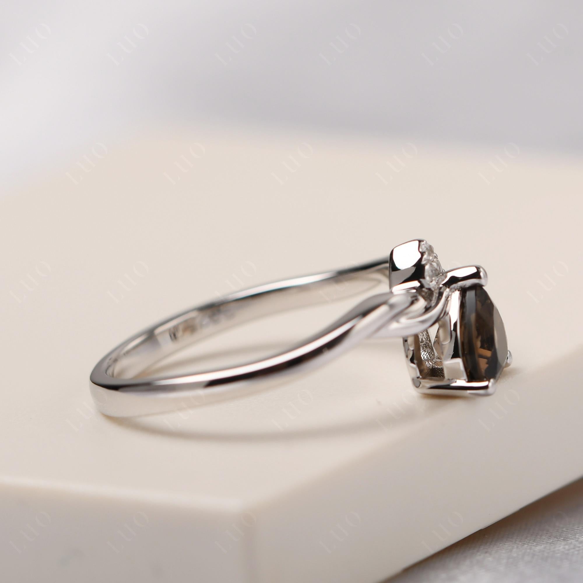 Dainty Twisted Smoky Quartz Engagement Ring - LUO Jewelry