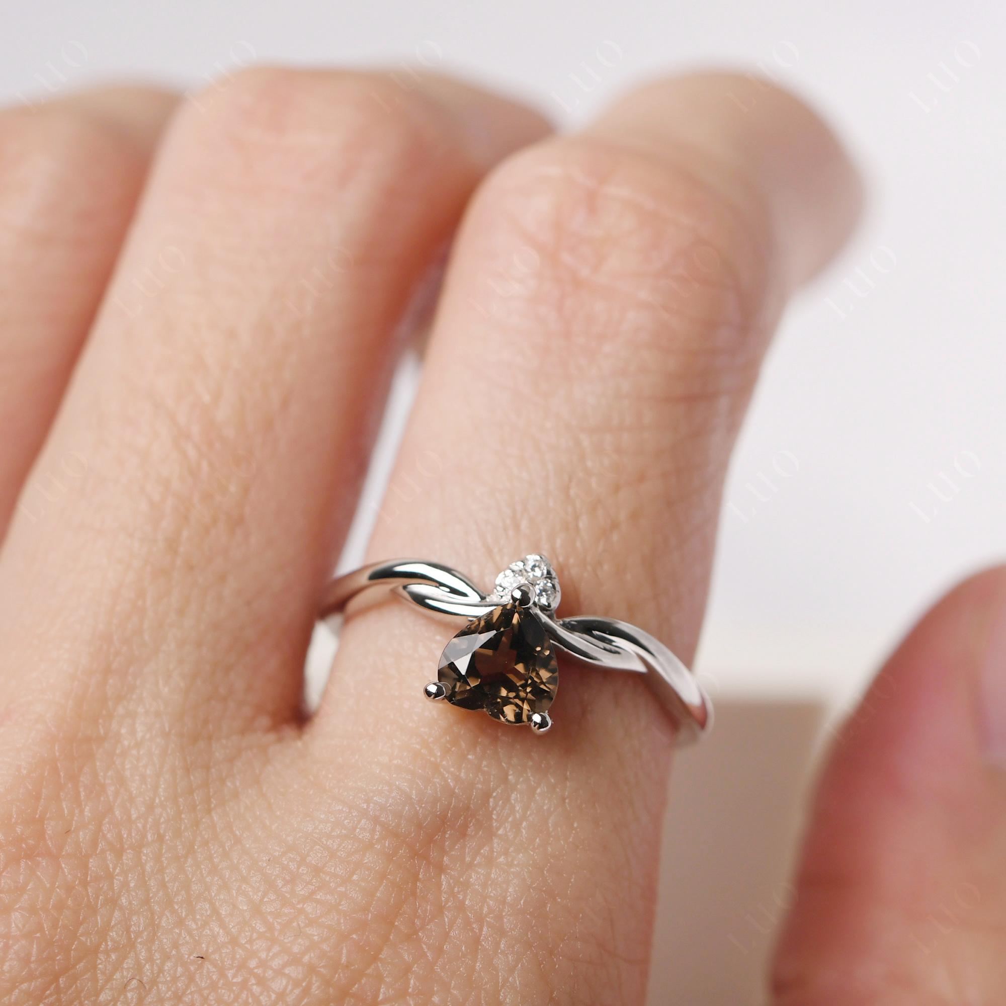 Dainty Twisted Smoky Quartz Engagement Ring - LUO Jewelry