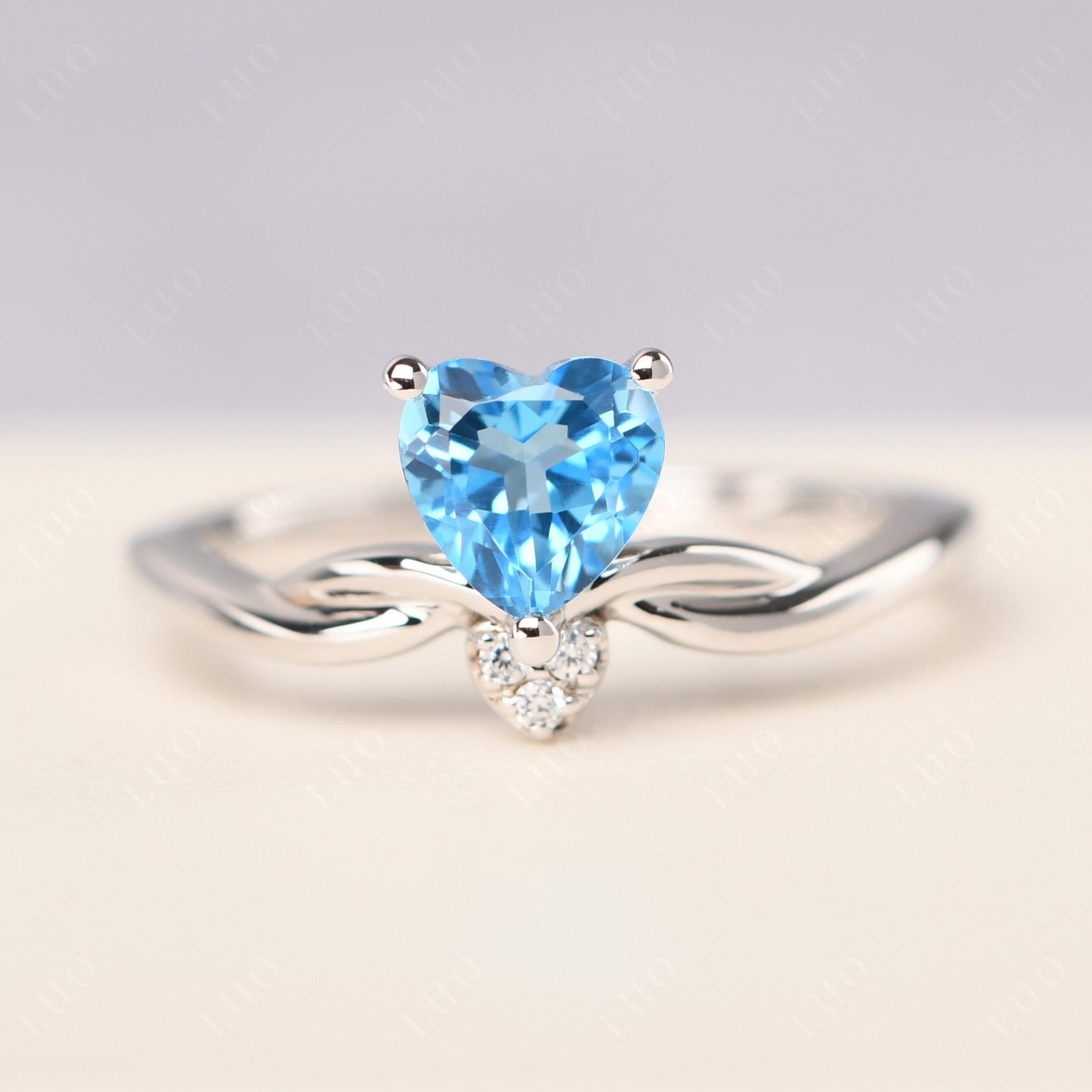 Dainty Twisted Swiss Blue Topaz Engagement Ring - LUO Jewelry