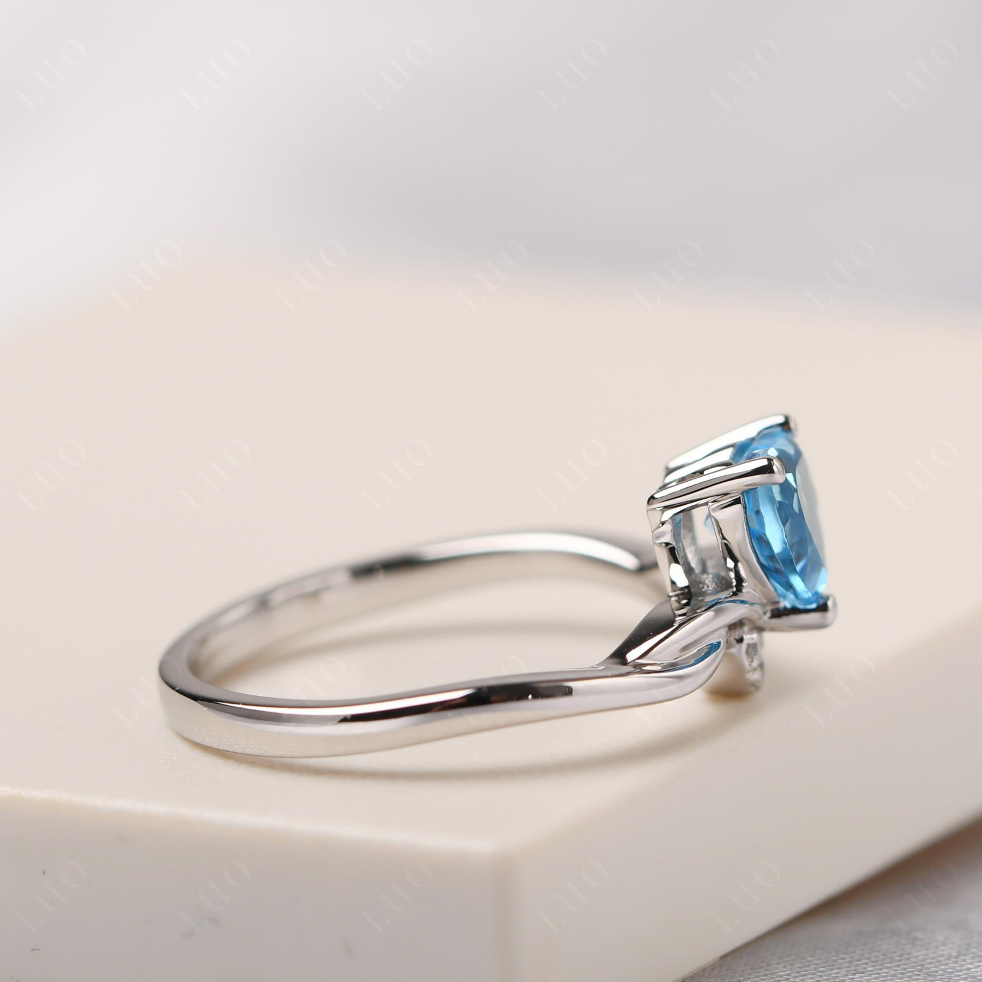 Dainty Twisted Swiss Blue Topaz Engagement Ring - LUO Jewelry