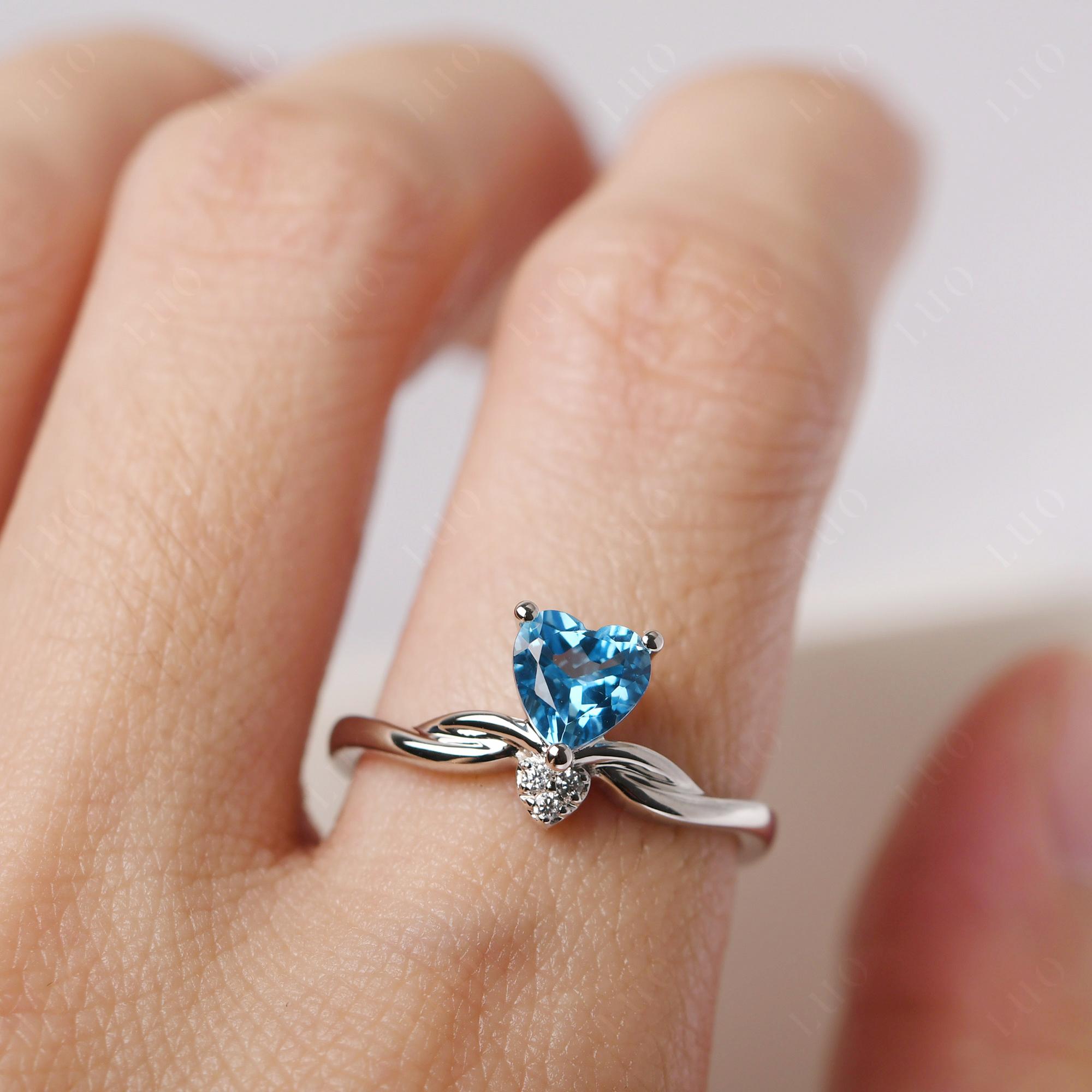 Dainty Twisted Swiss Blue Topaz Engagement Ring - LUO Jewelry