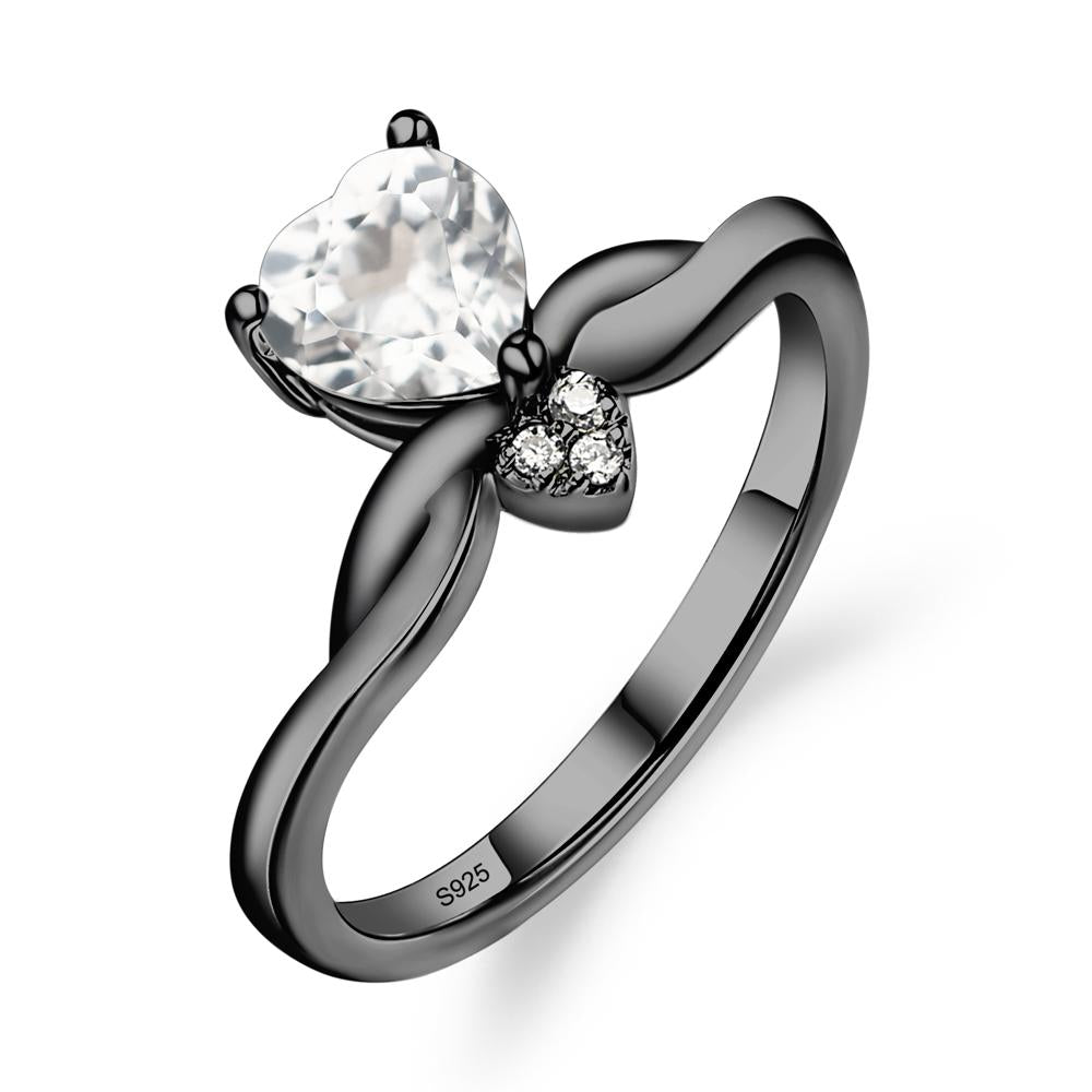 Dainty Twisted White Topaz Engagement Ring - LUO Jewelry #metal_black finish sterling silver