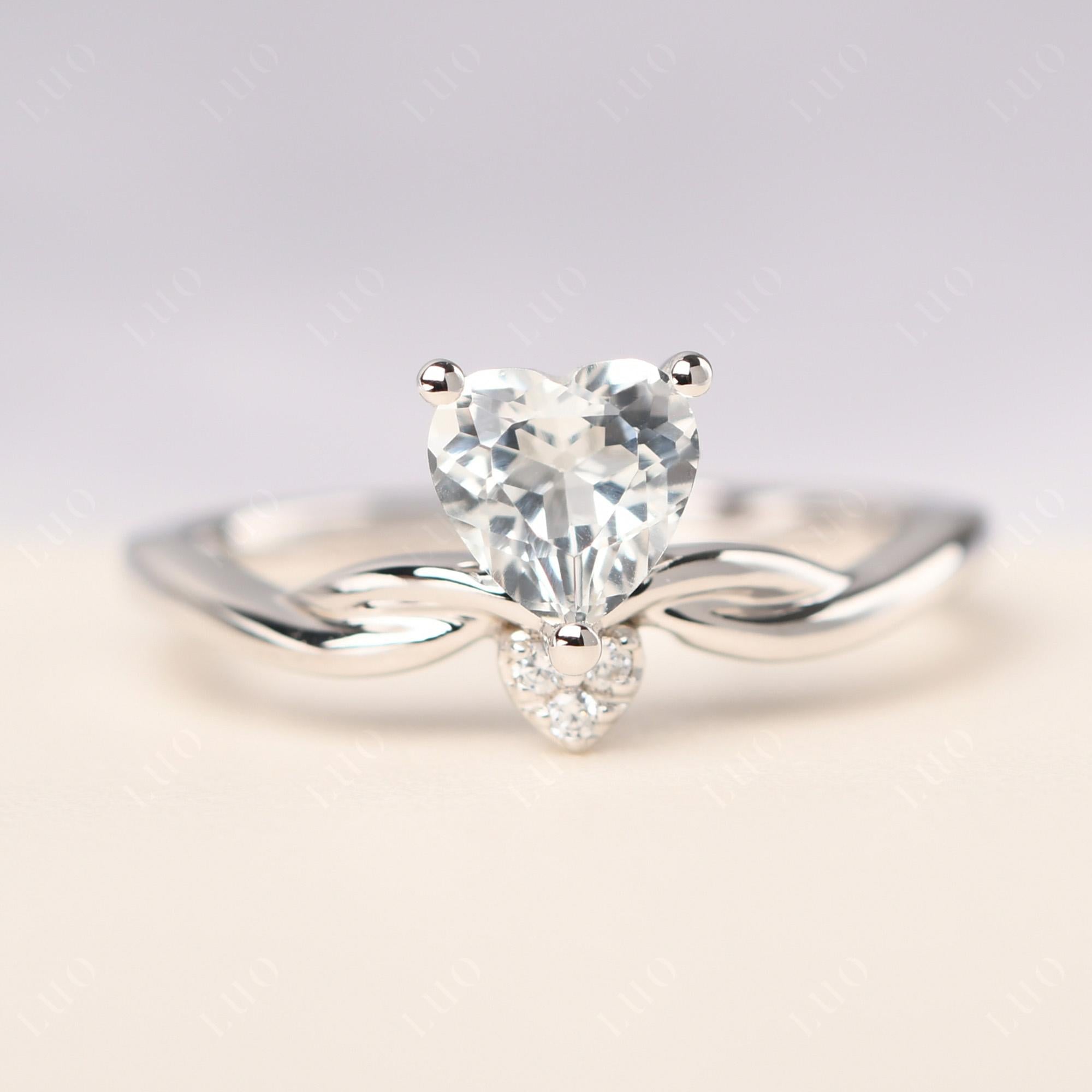 Dainty Twisted White Topaz Engagement Ring - LUO Jewelry