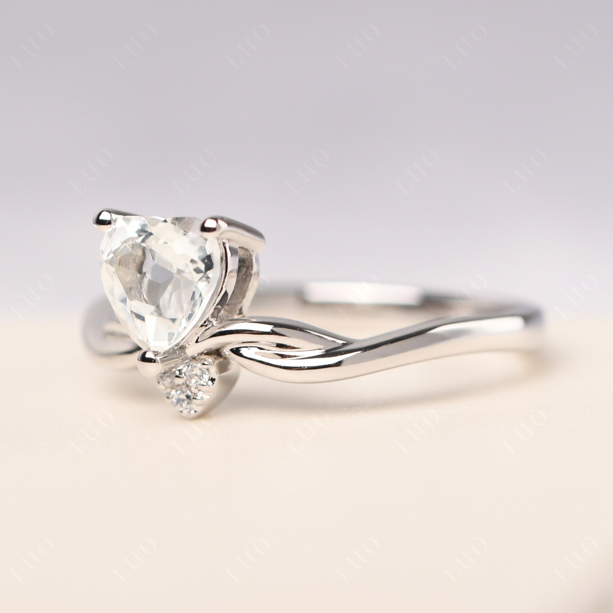 Dainty Twisted White Topaz Engagement Ring - LUO Jewelry