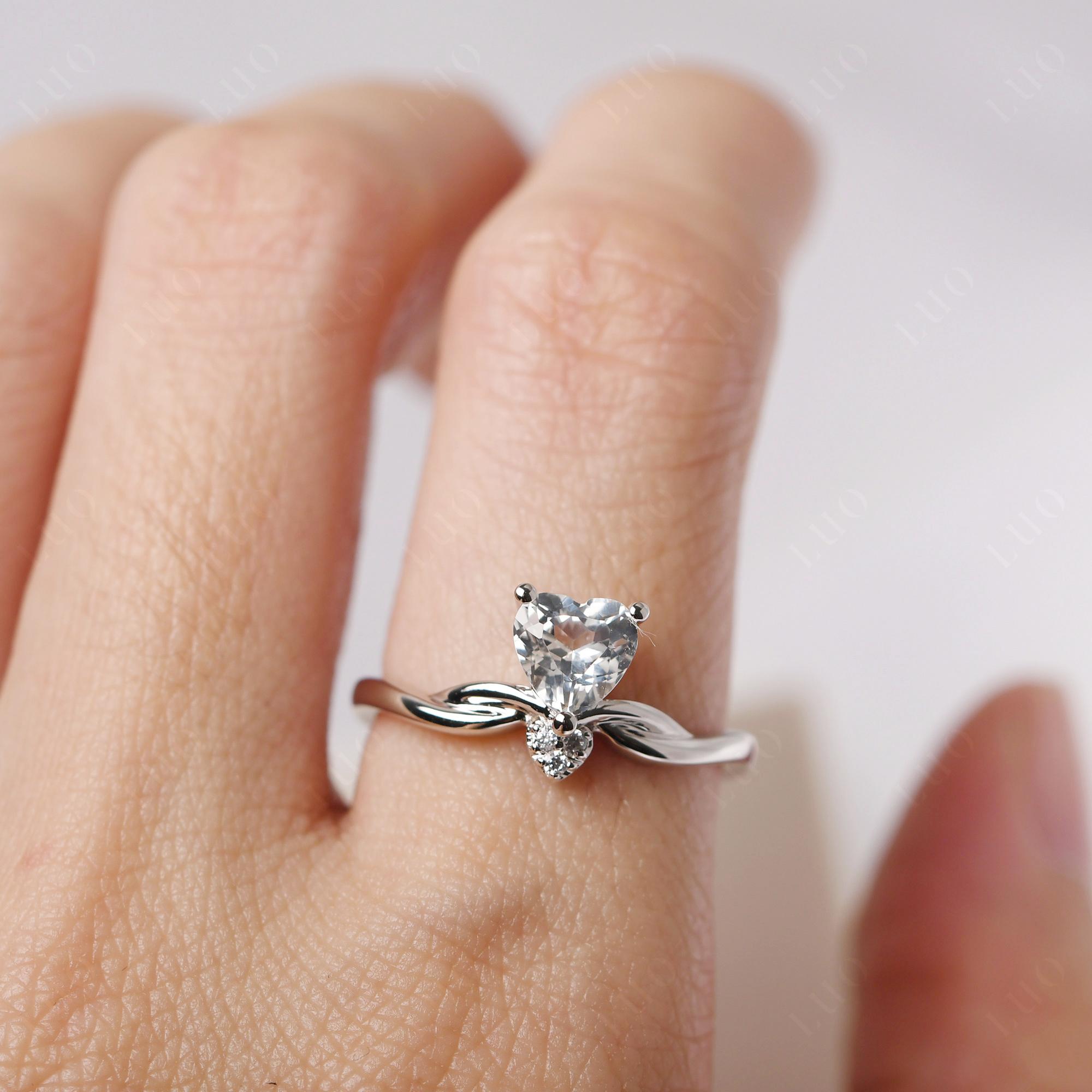 Dainty Twisted White Topaz Engagement Ring - LUO Jewelry