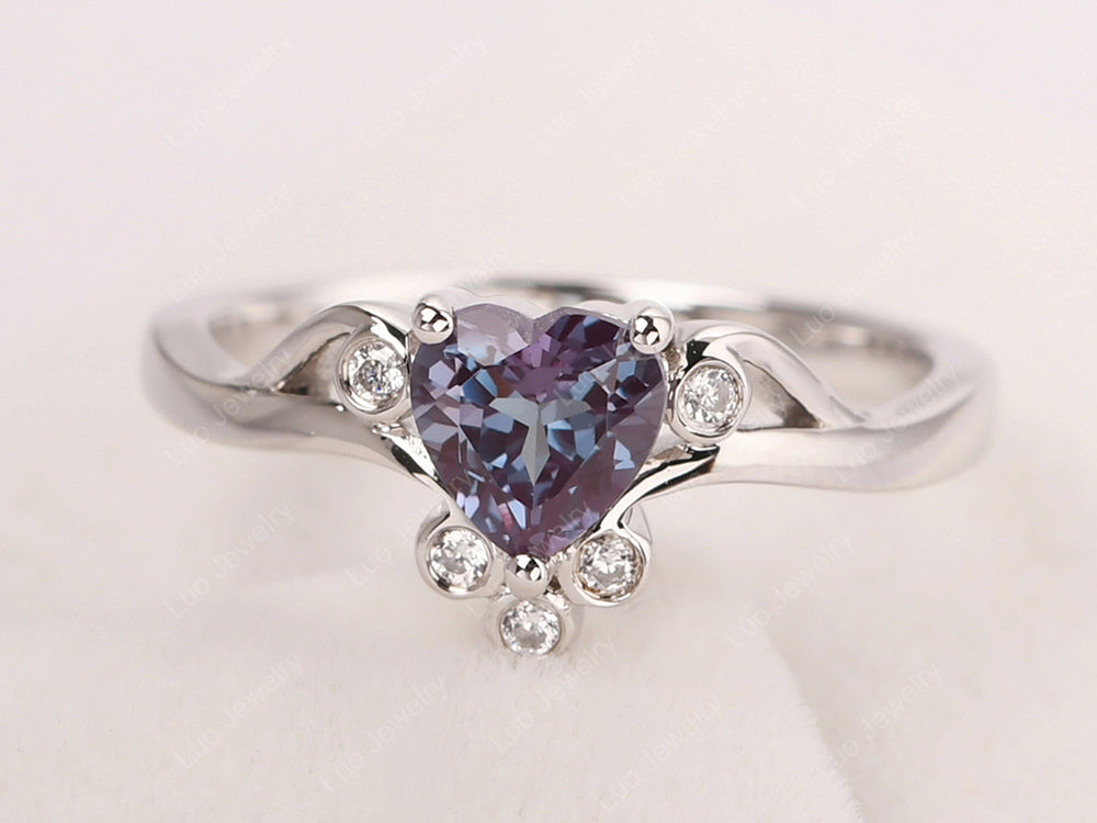 Vintage Heart Shaped Alexandrite Engagement Ring - LUO Jewelry