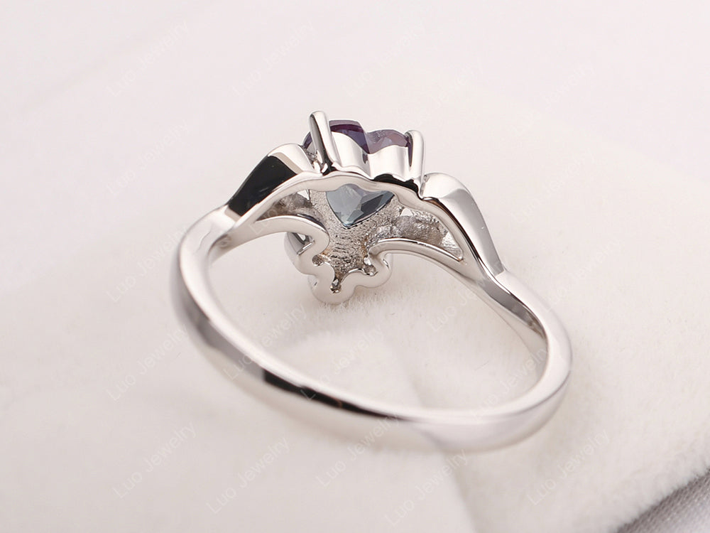 Heart Shaped Alexandrite Wave Ring - LUO Jewelry