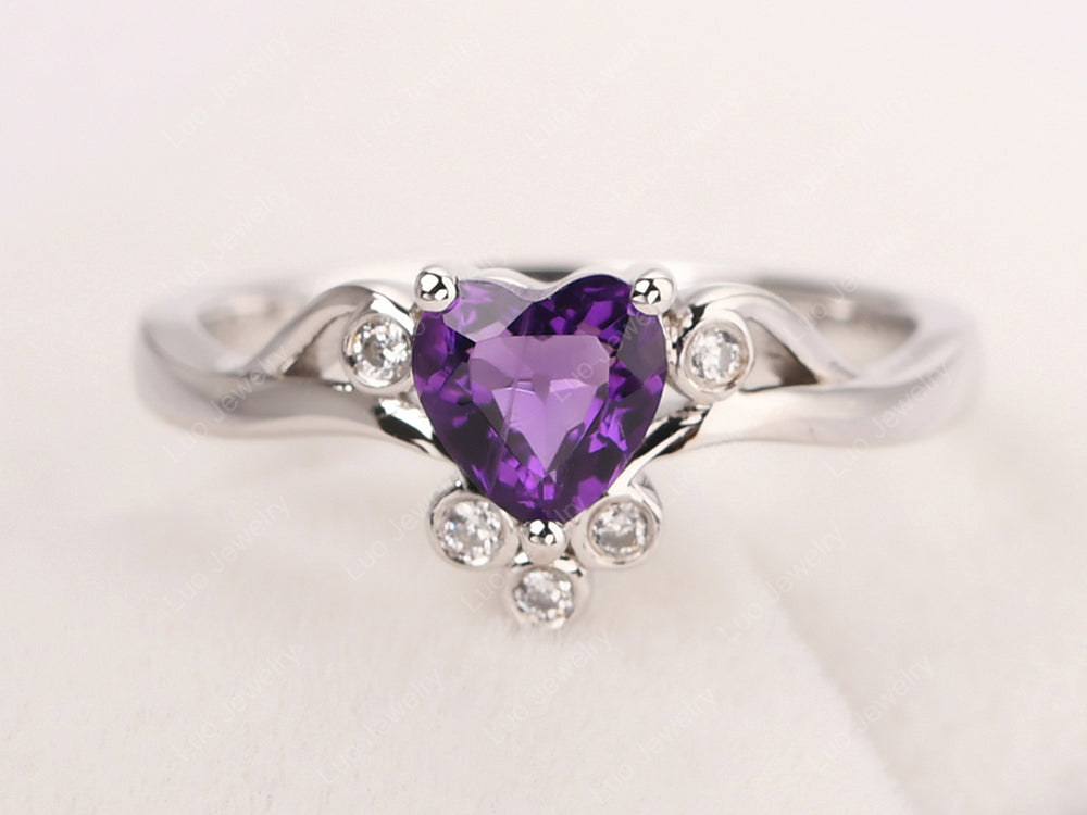 Vintage Heart Shaped Amethyst Engagement Ring - LUO Jewelry