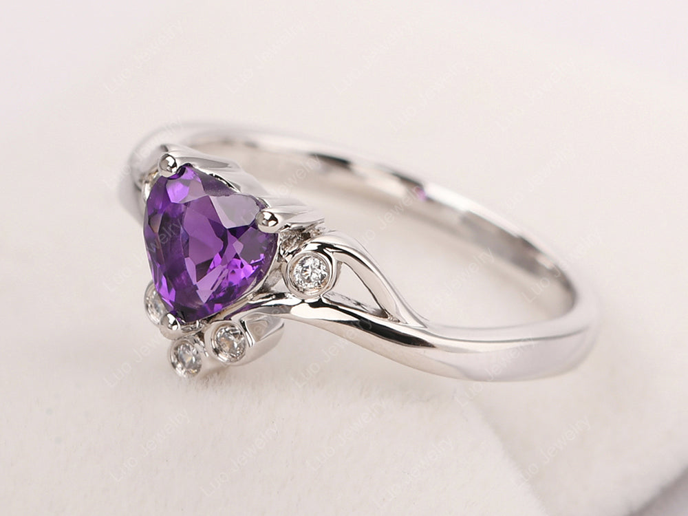 Amethyst Scroll Engagement Ring - LUO Jewelry