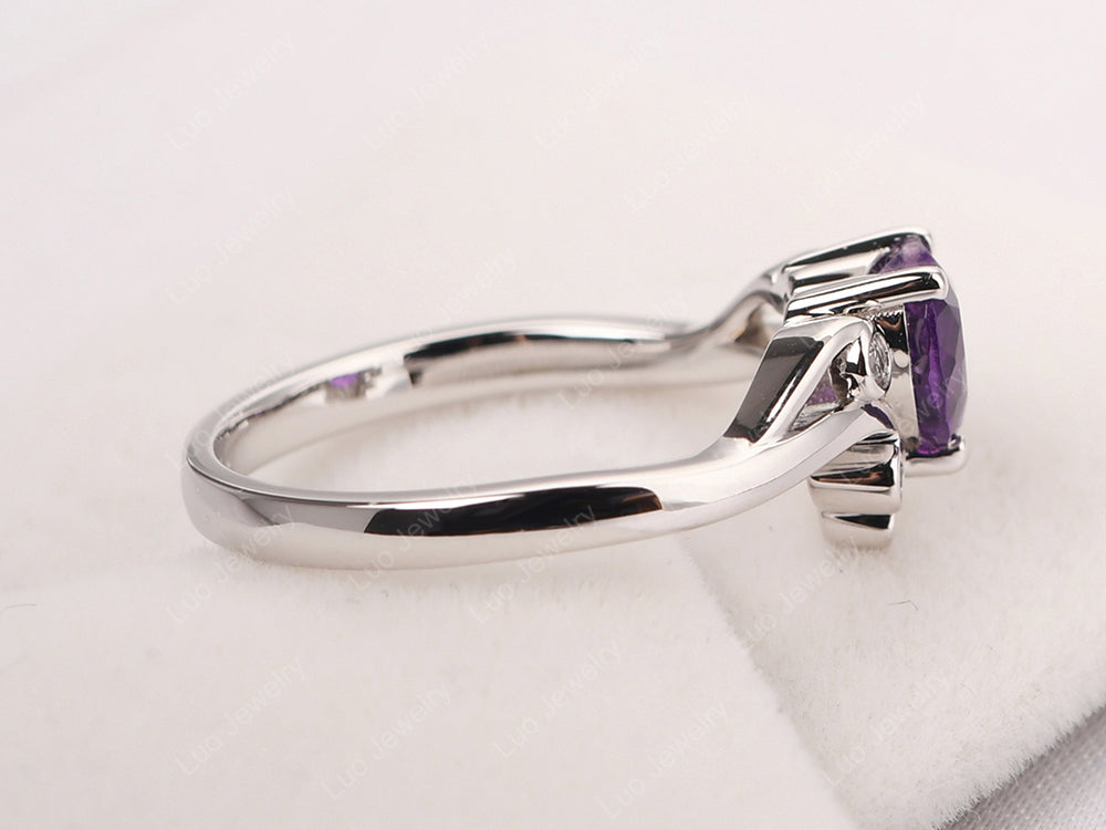 Amethyst Scroll Engagement Ring - LUO Jewelry