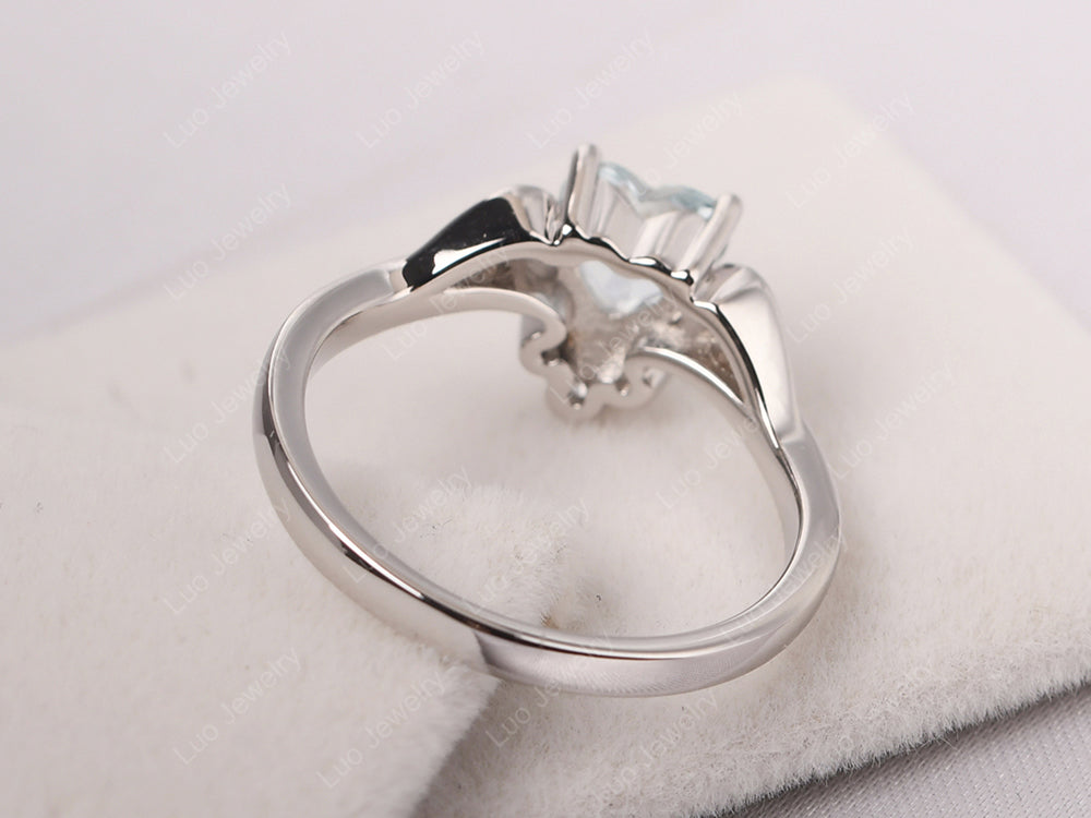 Aquamarine Heart Shaped Promise Ring - LUO Jewelry