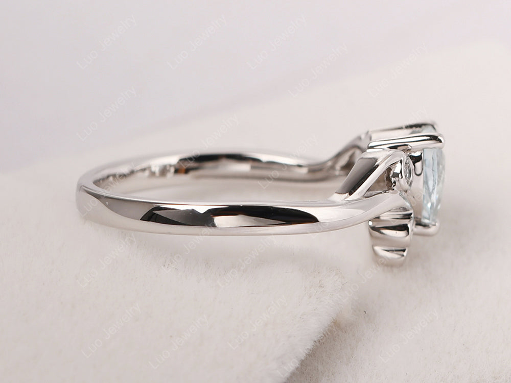 Aquamarine Heart Shaped Promise Ring - LUO Jewelry