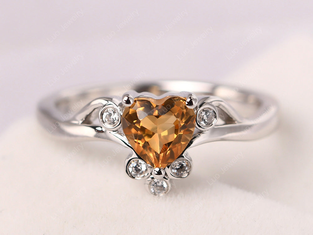 Heart Shaped Citrine Wave Ring - LUO Jewelry