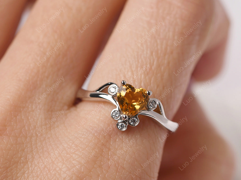 Heart Shaped Citrine Wave Ring - LUO Jewelry