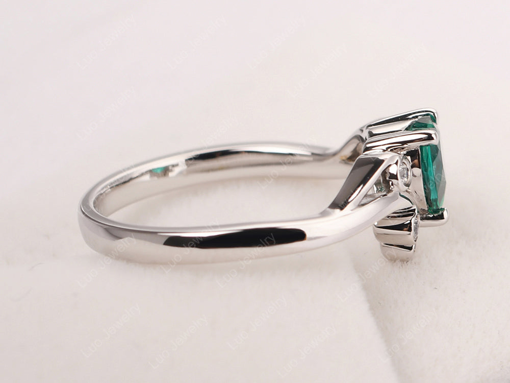 Emerald Scroll Engagement Ring - LUO Jewelry