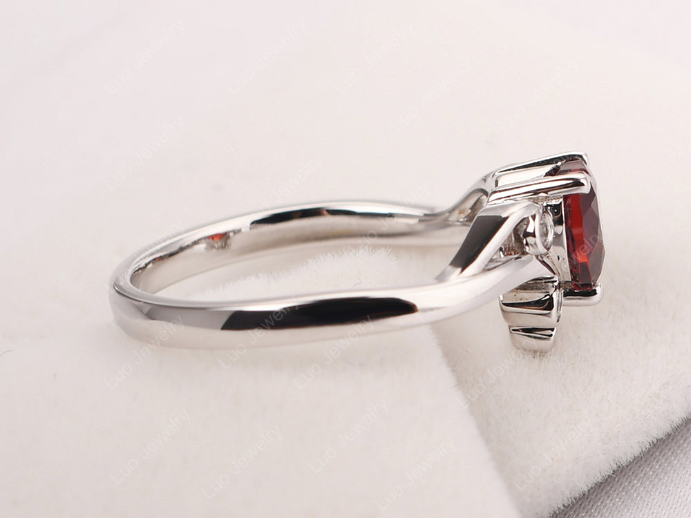 Garnet Heart Shaped Promise Ring - LUO Jewelry
