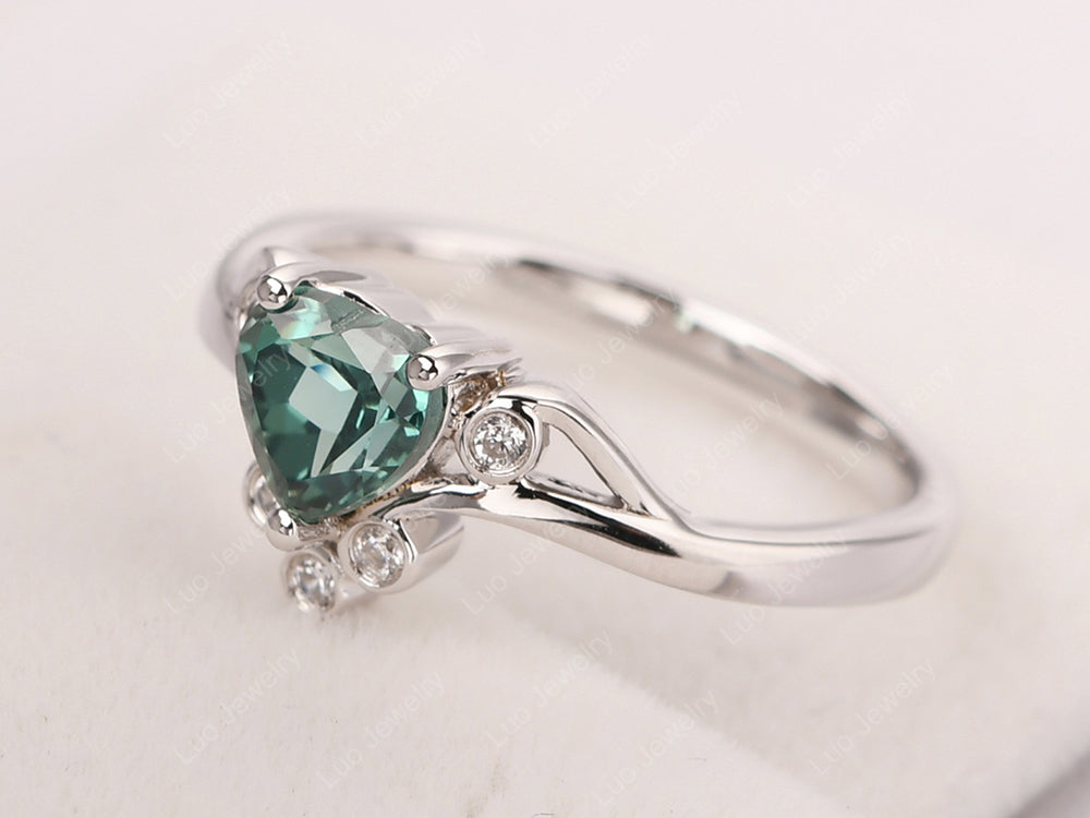 Vintage Heart Shaped Green Sapphire Engagement Ring - LUO Jewelry