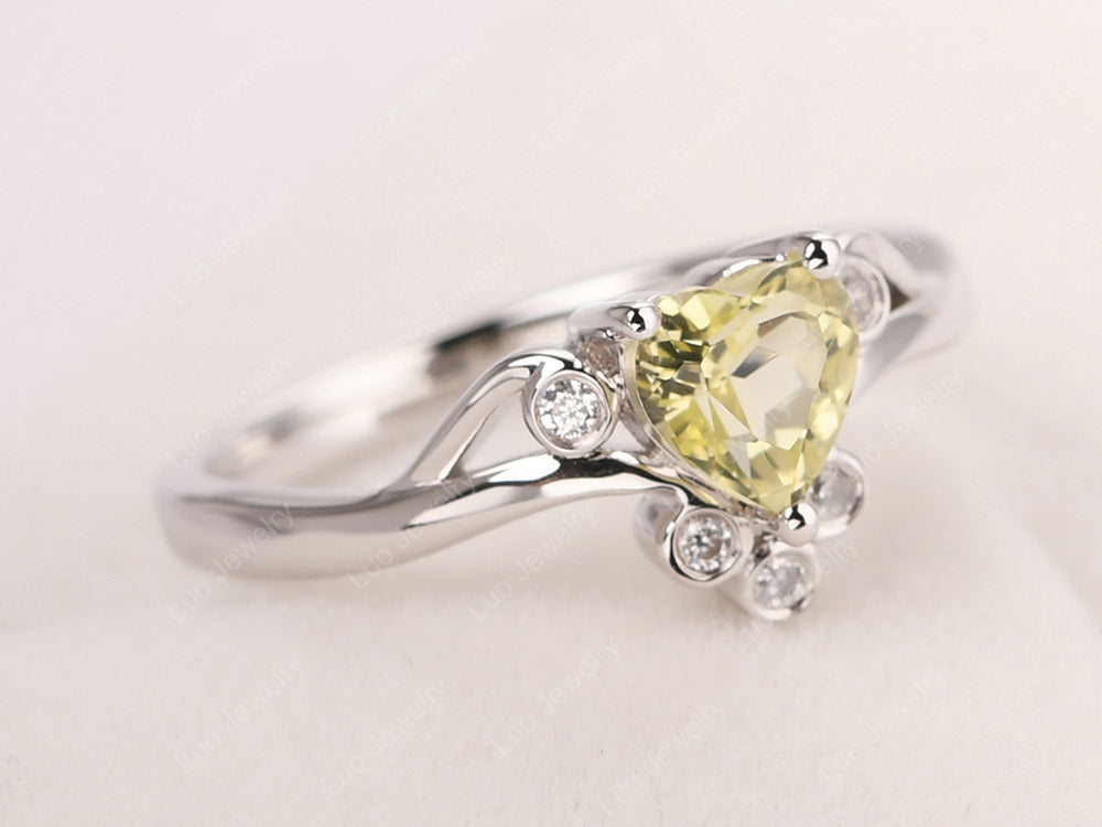 Vintage Heart Shaped Lemon Quartz Engagement Ring - LUO Jewelry