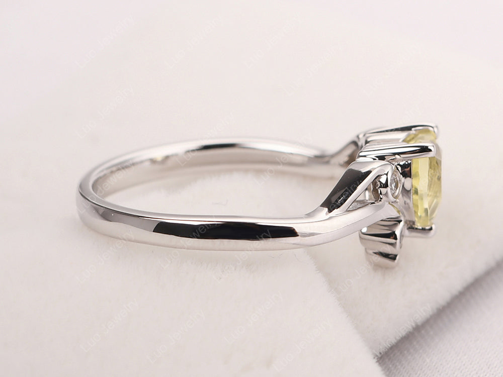 Lemon Quartz Scroll Engagement Ring - LUO Jewelry