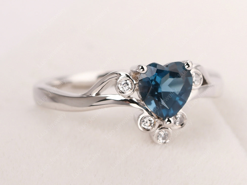 London Blue Topaz Heart Shaped Promise Ring - LUO Jewelry