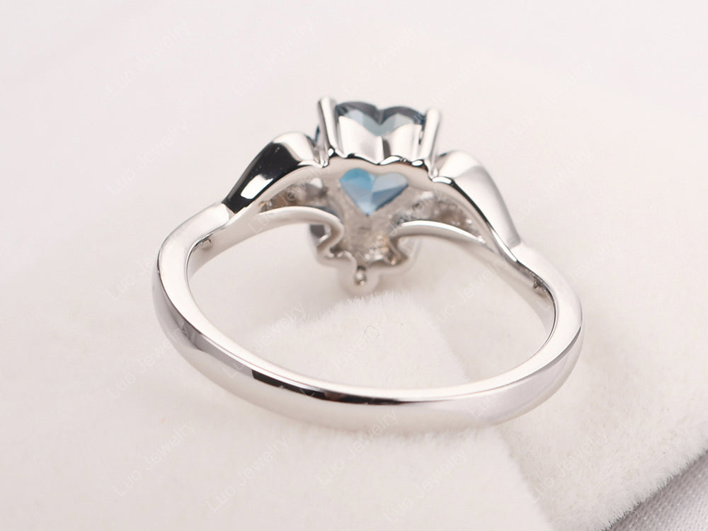 London Blue Topaz Heart Shaped Promise Ring - LUO Jewelry