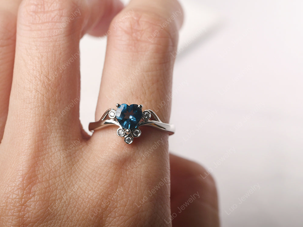 London Blue Topaz Heart Shaped Promise Ring - LUO Jewelry