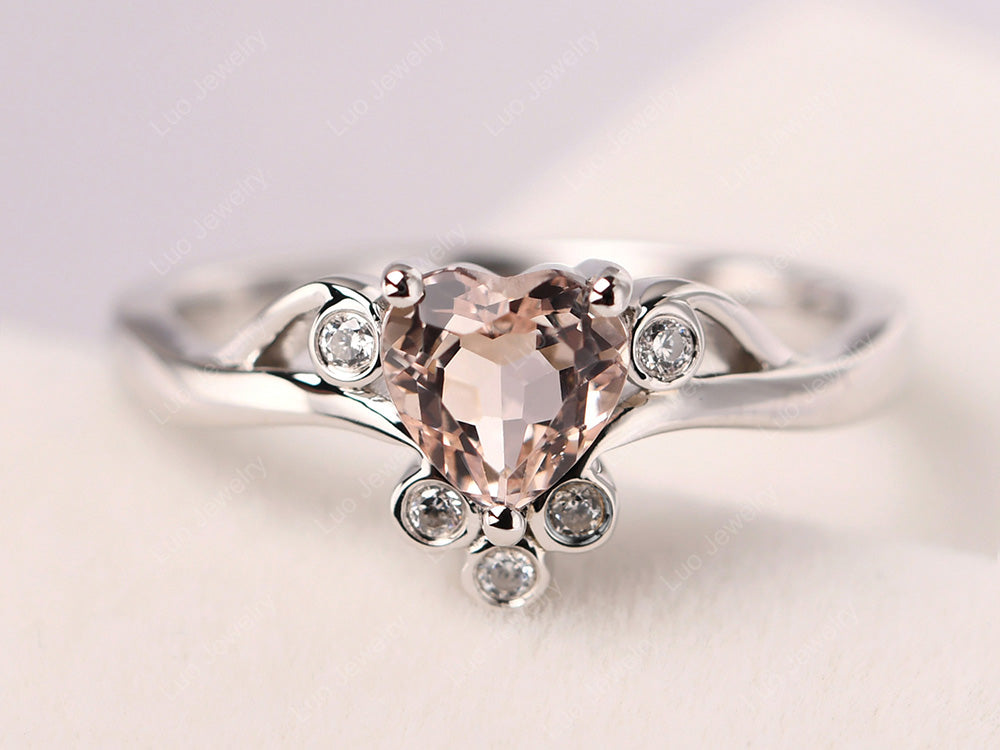 Vintage Heart Shaped Morganite Engagement Ring - LUO Jewelry