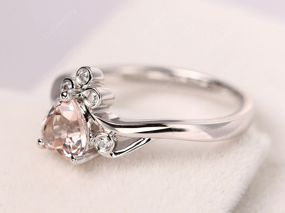 Heart Shaped Morganite Wave Ring - LUO Jewelry