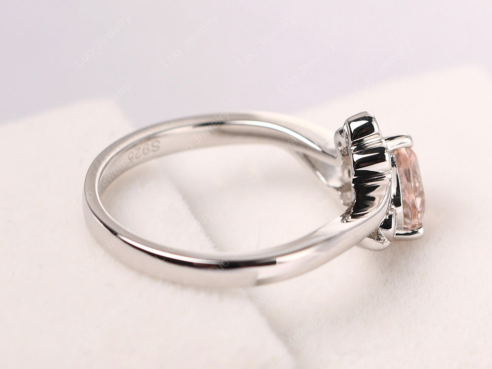 Heart Shaped Morganite Wave Ring - LUO Jewelry