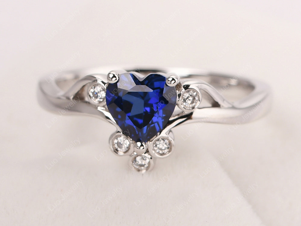 Vintage Heart Shaped Sapphire Engagement Ring - LUO Jewelry