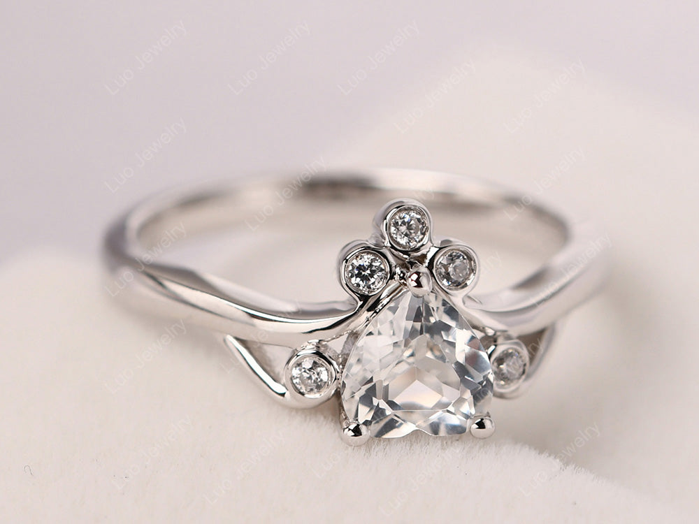 White Topaz Heart Shaped Promise Ring - LUO Jewelry