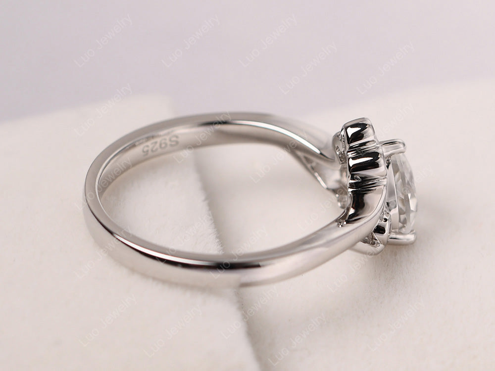 White Topaz Heart Shaped Promise Ring - LUO Jewelry