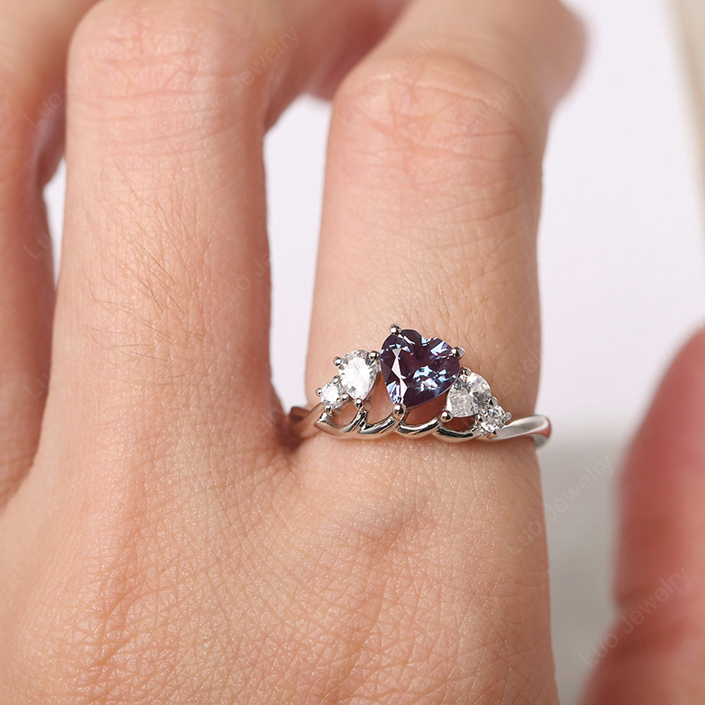 Heart Shaped Alexandrite Cluster Ring - LUO Jewelry