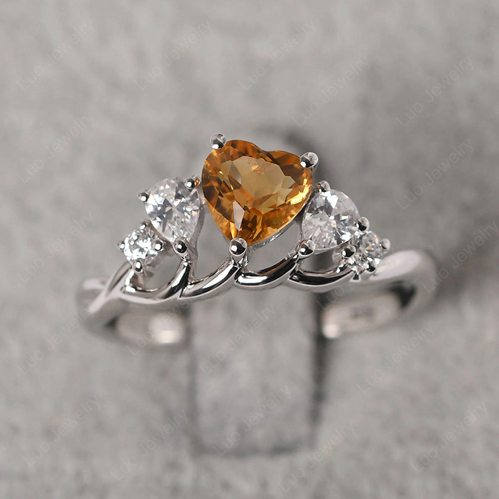 Heart Shaped Citrine Cluster Ring - LUO Jewelry