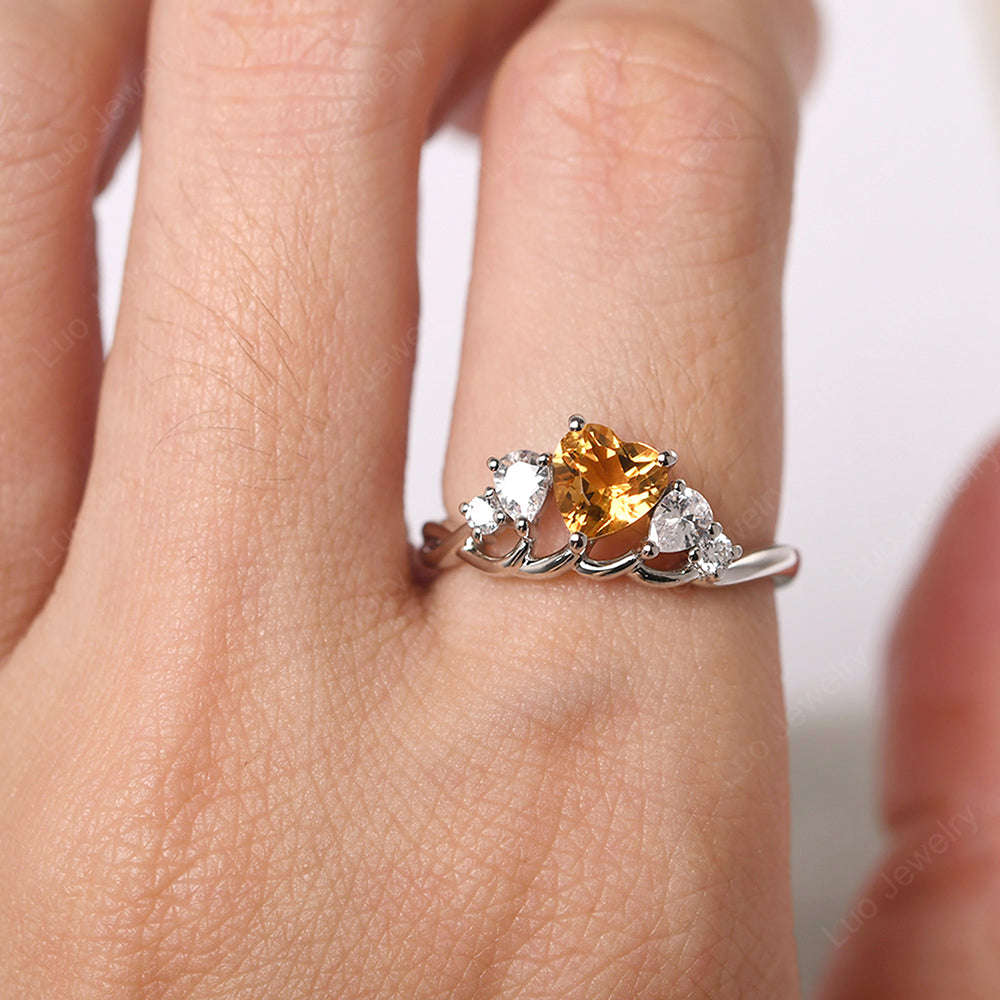 Heart Shaped Citrine Cluster Ring - LUO Jewelry