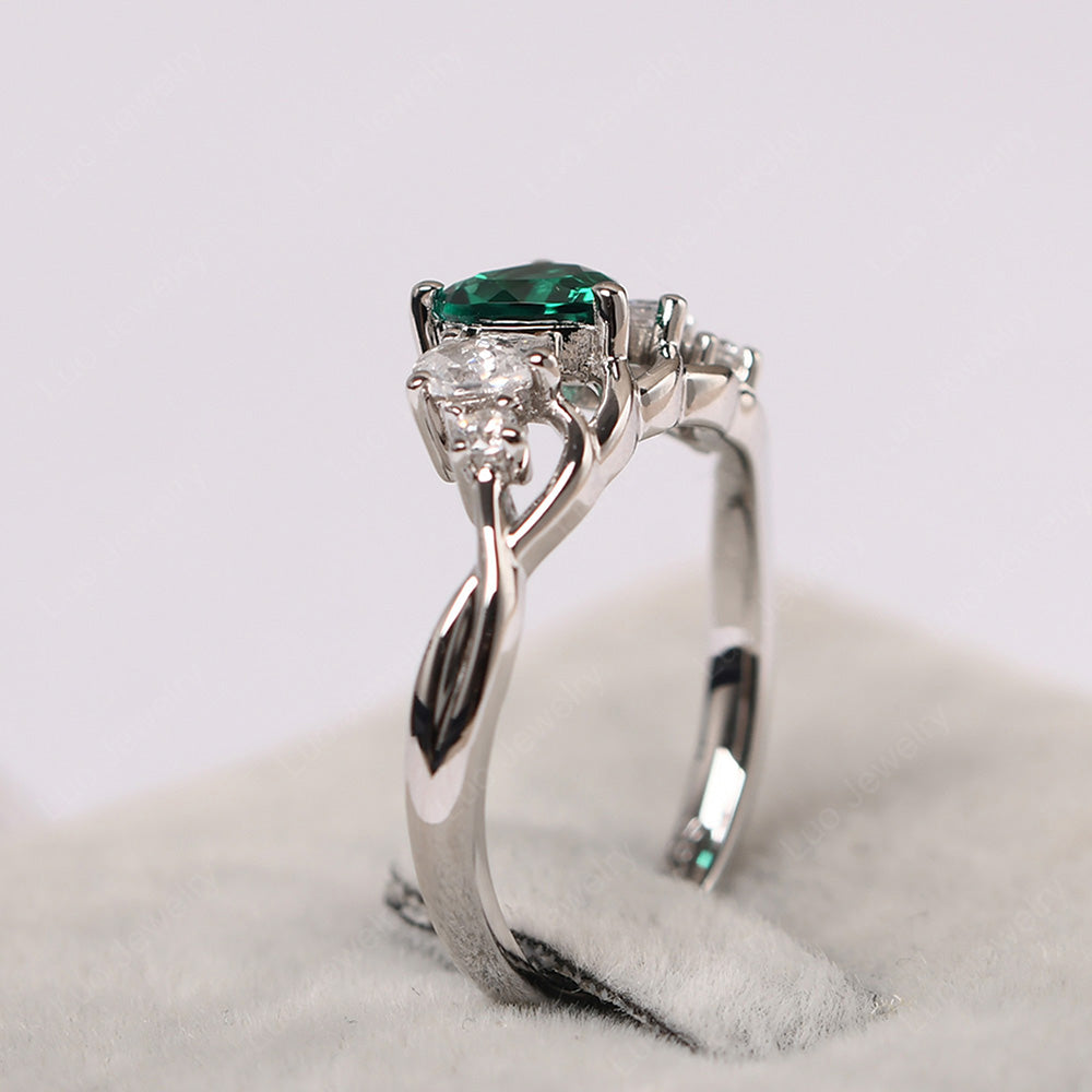 Heart Shaped Emerald Cluster Ring - LUO Jewelry