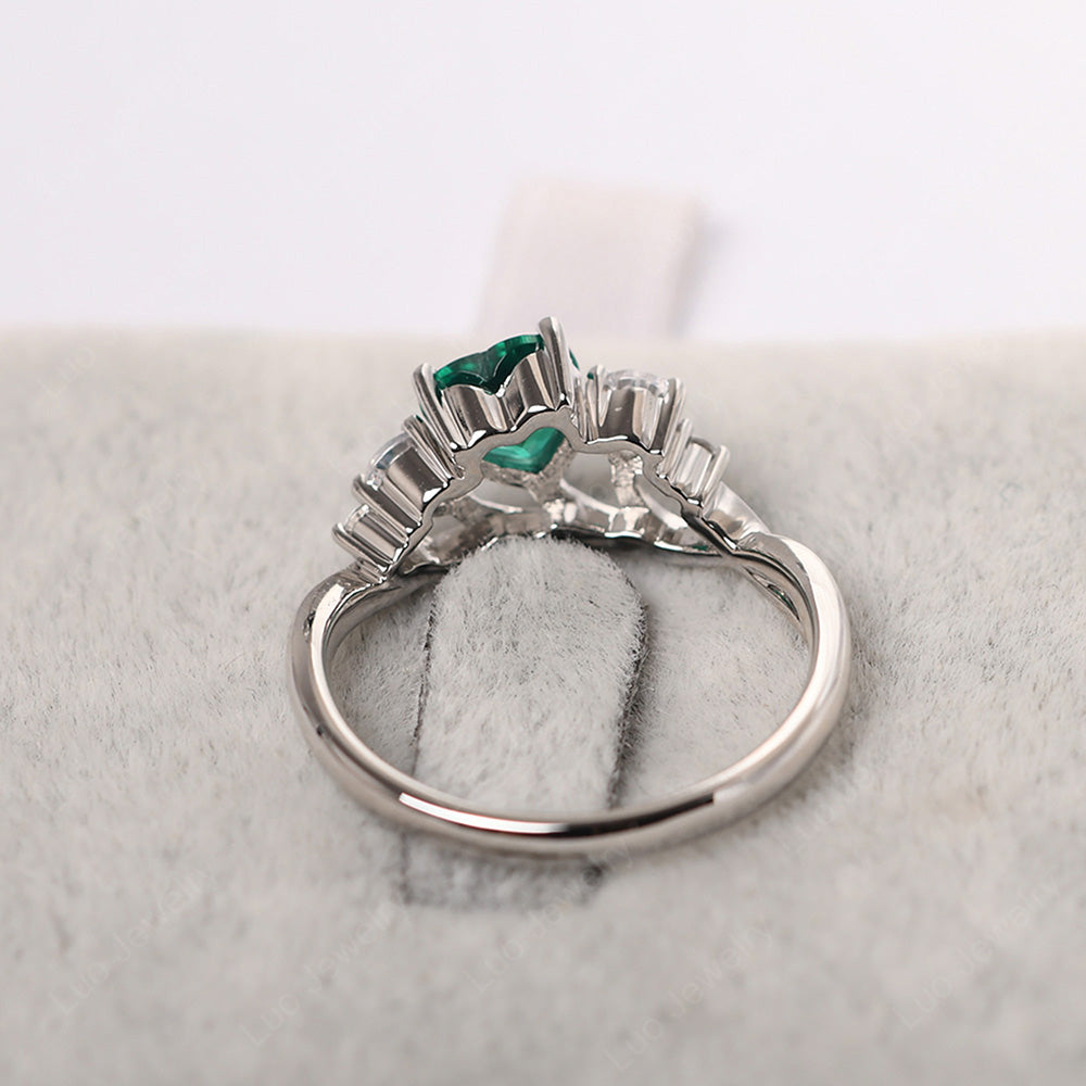 Heart Shaped Emerald Cluster Ring - LUO Jewelry