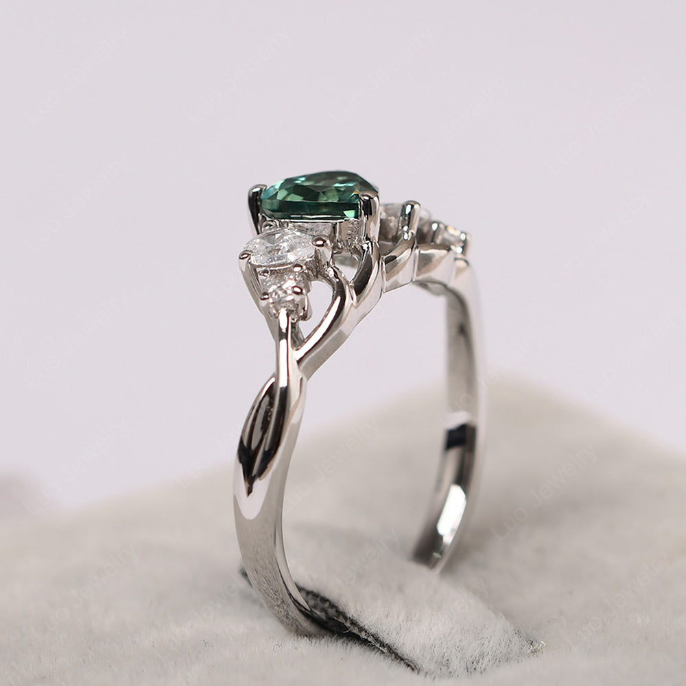 Heart Shaped Green Sapphire Cluster Ring - LUO Jewelry