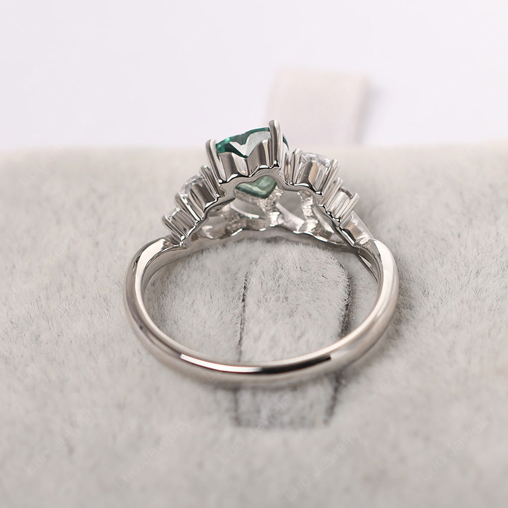 Heart Shaped Green Sapphire Cluster Ring - LUO Jewelry