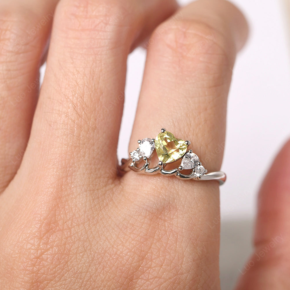 Heart Shaped Lemon Quartz Cluster Ring - LUO Jewelry