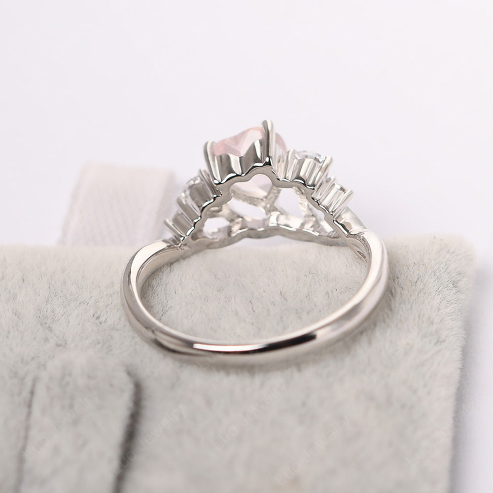 Heart Shaped Rose Quartz Cluster Ring - LUO Jewelry