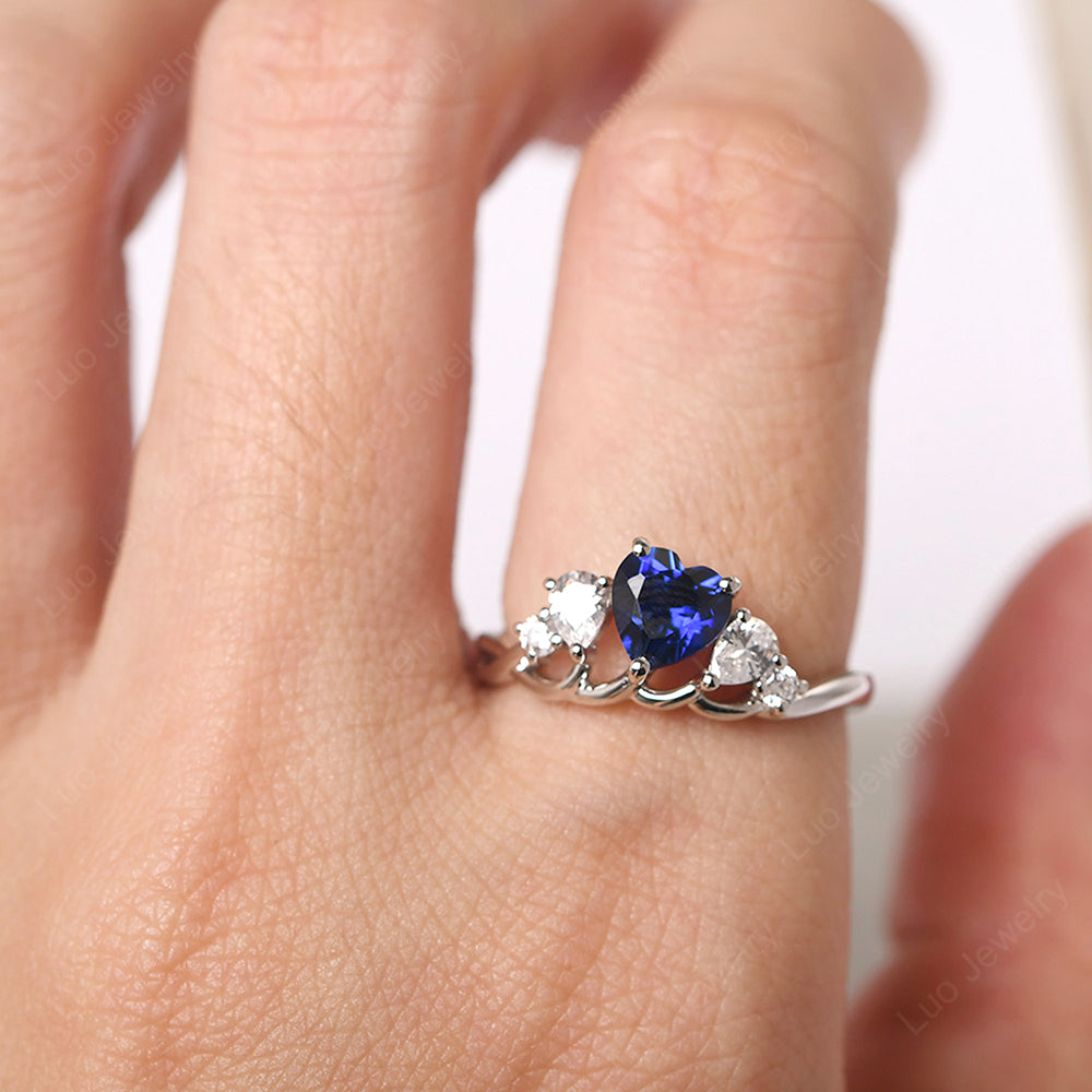 Heart Shaped Sapphire Cluster Ring - LUO Jewelry